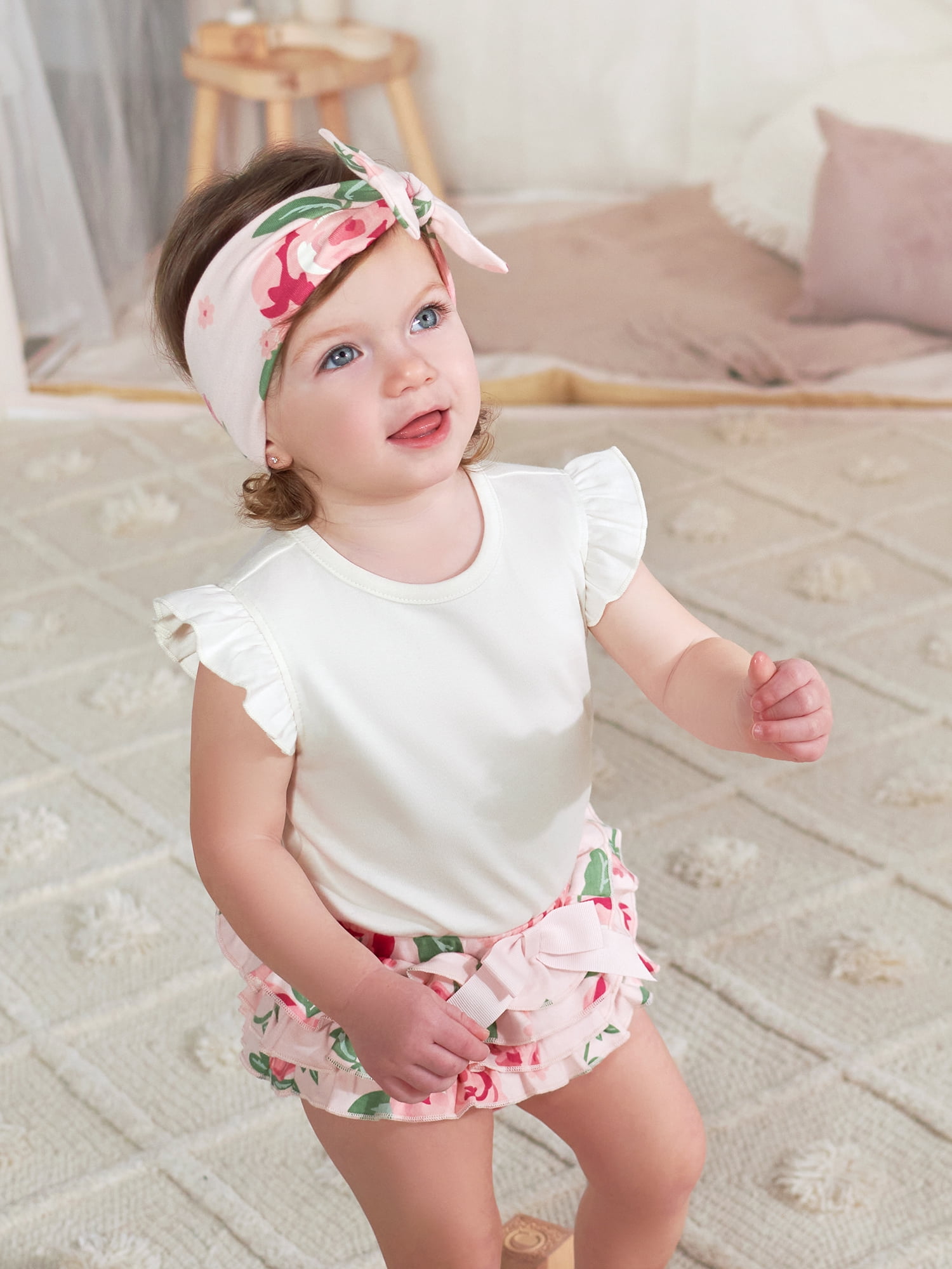 Gerber Baby Girl Onesies Bodysuit, Diaper Cover & Headband Outfit Set, 3-Piece, (0/3 Months - 12 Months)