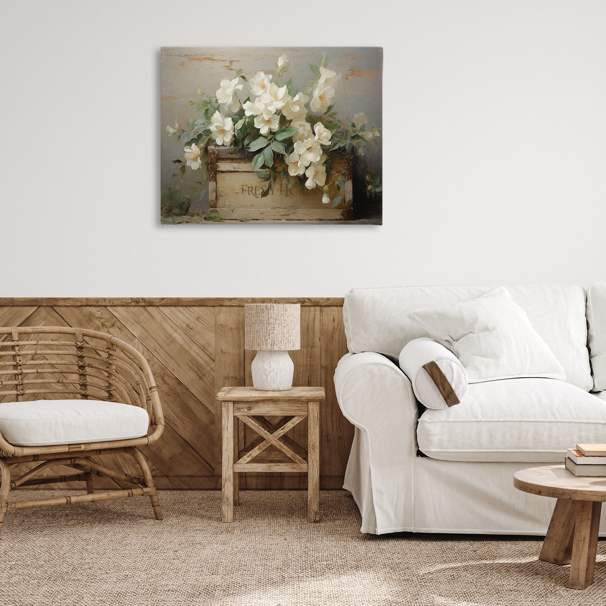 Stupell Industries Fresh Rustic Flowers Botanical & Floral Painting Gallery Wrapped Canvas Art Print Wall Art, 40 x 30