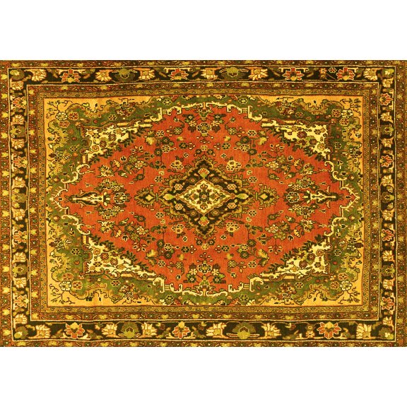 Ahgly Company Indoor Rectangle Persian Yellow Traditional Area Rugs, 3' x 5'