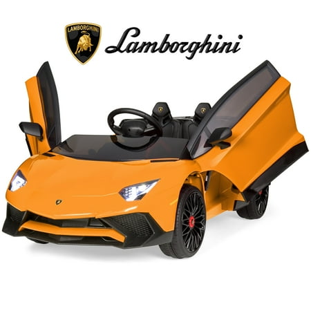 - Best Choice Products Kids 12V Ride On Battery Powered Vehicle Lamborghini Aventador SV Sports Car Toy w/ Parent Control, AUX Cable, 2 Speed Options, LED Lights, Music, Horn - Orange