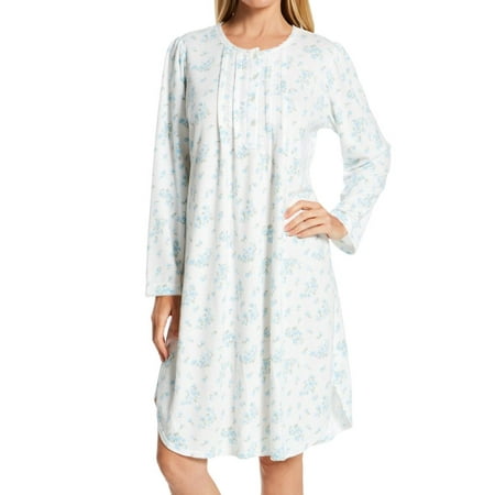 

Women s Miss Elaine 231842 Honeycomb Floral Long Sleeve Short Gown (Blue Bouquet M)