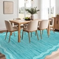 thumbnail image 3 of Haperlare 9'x12' Modern Solid Color Area Rug Scalloped Carpet, Machine Washable Rug Non-Slip Low Pile Indoor Mats for Living Room Bedroom Dining Room, Blue Green, 3 of 8