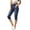 A-Dark Blue1847, variant on XIAONU Solid Denim Capri Pants for Women Button Detail Side Pockets Pants