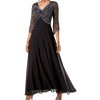 J Kara Women's Dress Beaded Embellished 3/4 Sleeve Gown