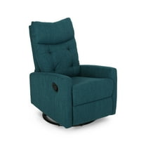 GDF Studio Kimpton Contemporary Fabric Tufted Glider Swivel Pushback Recliner, Teal and Black