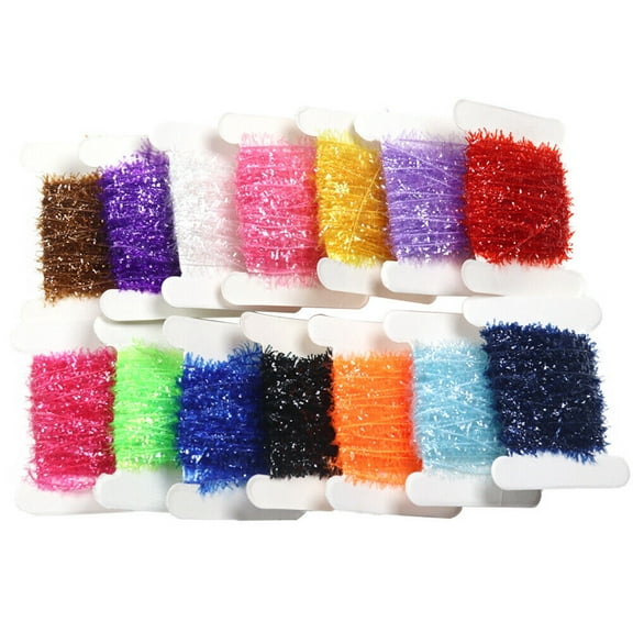 15 Colors Fly Fishing Tinsel Chenille Crystal Flash Nymph Fly Tying Material 15PCS