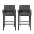thumbnail image 3 of Noble House Deville Indoor Fabric Upholstered Wood 30.5 inch Barstools, Set of 2, Charcoal and Gray, 3 of 9