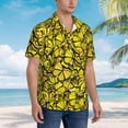 thumbnail image 3 of Balery Yellow Butterflies Camisas hawaianas de manga corta para hombre, camisas playeras de corte holgado, camisas de vacaciones con botones,X-Large, 3 of 7