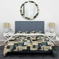 thumbnail image 3 of DESIGN ART Designart "Taupe Geometric Blocks Harmony I" Teal modern bedding covert set with 2 shams King, 3 of 5