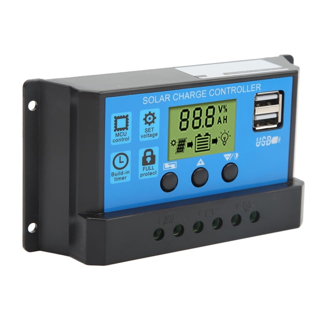 Controlador de carga solar Bling Bling 12V 24V USB PWM Regulador con pantalla LCD 20A