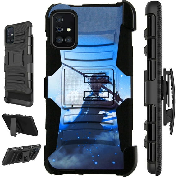 WORLD ACC LuxGuard Holster Case Compatible with Samsung Galaxy A71 4G Hybrid Phone Cover (Blue Samurai)