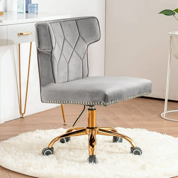Erommy Vanity Chair Accent Velvet Home Office Desk With High Back And 360 Degree Caster Wheels Swivel Task Height Adjustable For Bedroom Living Room Gray Com Erommy Vanity Chair Accent Velvet Home, High Back Vanity Chair With Wheels