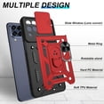 thumbnail image 3 of Samsung Galaxy M53 5G Case,Compatible with Samsung Galaxy M53 5G Case with HD Screen Protector with Slide Camera Cover, 360° Rotation Ring Kickstand [Military Grade] Case for Samsung M53 5G,Red, 3 of 14