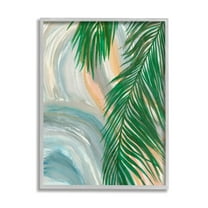 Stupell Industries Tropical Palm Tree Leaves Close Up Swirl Pattern Painting Gray Framed Art Print Wall Art, Design by Elvira Errico