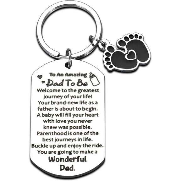 New Dad Gifts for Men 1st Time Dad to Be Gifts for Husband First Time Fathers Day Men Gifts from Wife Newborn Baby Shower Bump Gift for Daddy to Be Keychain Christmas from Baby Boy Girl Gender Reveal