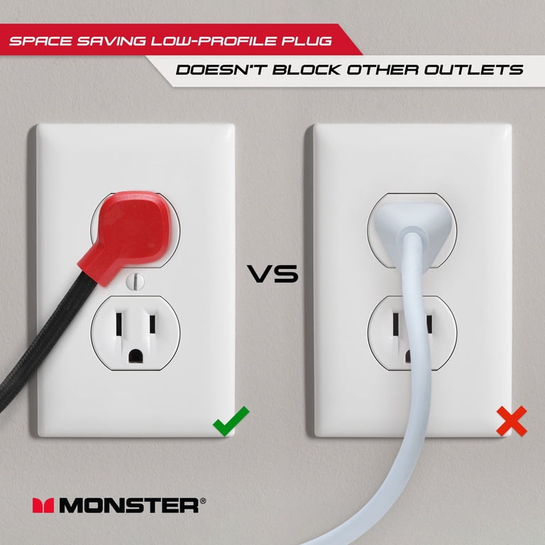 Monster 300J Surge Protector 3 Grounded Outlets with a 6' Nylon