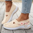 thumbnail image 4 of oqasdz Women's Casual Shoes Mesh Breathable Floral Emborider Slip On Soft Sole Sneakers Round Toe Non Slip Comfortable Walking Shoes Outdoor Summer, 4 of 6