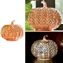Mercury Glass Pumpkin Lights with Timer Decoration, Halloween Fall Thanksgiving
