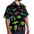 thumbnail image 2 of Alien Men's Short Sleeve Beach Shirts Hawaiian Button Down Casual Summer Printed Unisex Top, 2 of 6