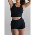 thumbnail image 3 of Yunliwuli Women Tank Tops Solid Color Ribbed Crew Neck Vests Summer Slim Fit Sleeveless Cropped Tops Streetwear, 3 of 6