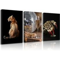 Hieng Trendy leopard Canvas Wall Art Leopard Paw Goblet Cheetah Pattern Wall Decor Pictures Preppy Room Aesthetics Paintings Prints for Girls Bedroom Apartment Dorm Room Decoration Unframed