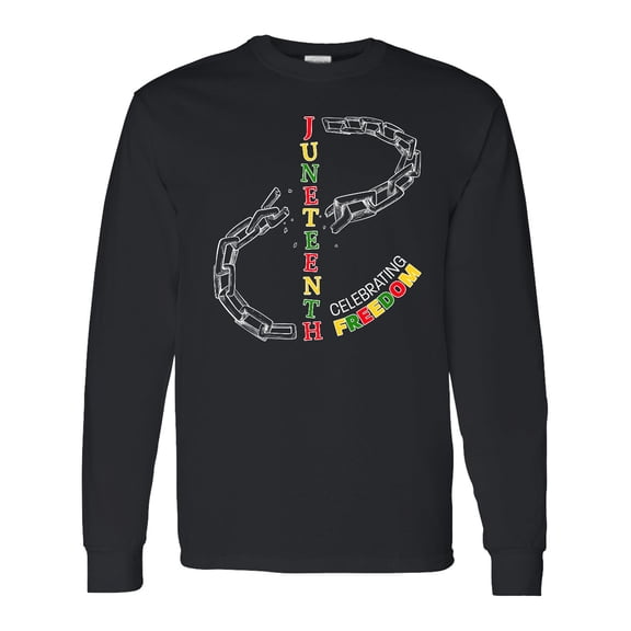Inktastic Juneteenth-celebrating Freedom Breaking Chains Long Sleeve T-Shirt