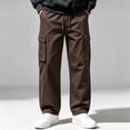 thumbnail image 2 of DYTTDG Men’s Drawstring Cargo Pants, Elastic Waist Full Length Straight Leg Trousers with Multi Pockets, Solid Color Casual Wear for Daily Walking & Outdoor, 2 of 8