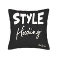 thumbnail image 4 of Set of 2 Black Square Throw Pillow Covers 18x18in with Bold ' STYLE Hooding ' Text & Cursive Design - Modern Cushion Cases for Couch Bed Car, 4 of 8