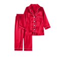 thumbnail image 2 of Pxiakgy 2025 Family Satin Christmas Pajamas Sets Solid Silk Xmas Pjs Matching Sets Soft Sleepwear for Mens Womens Adults Kids Christmas Satin Pajamas for Family 2 Piece Red1 Kid Size:120, 2 of 8