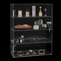 4 Tiers Acrylic Display Case Countertop Clear Box Dustproof Shelves Showcase with Lock 11.81*5.9*15.75 in Used in The Home, Bedroom, Office