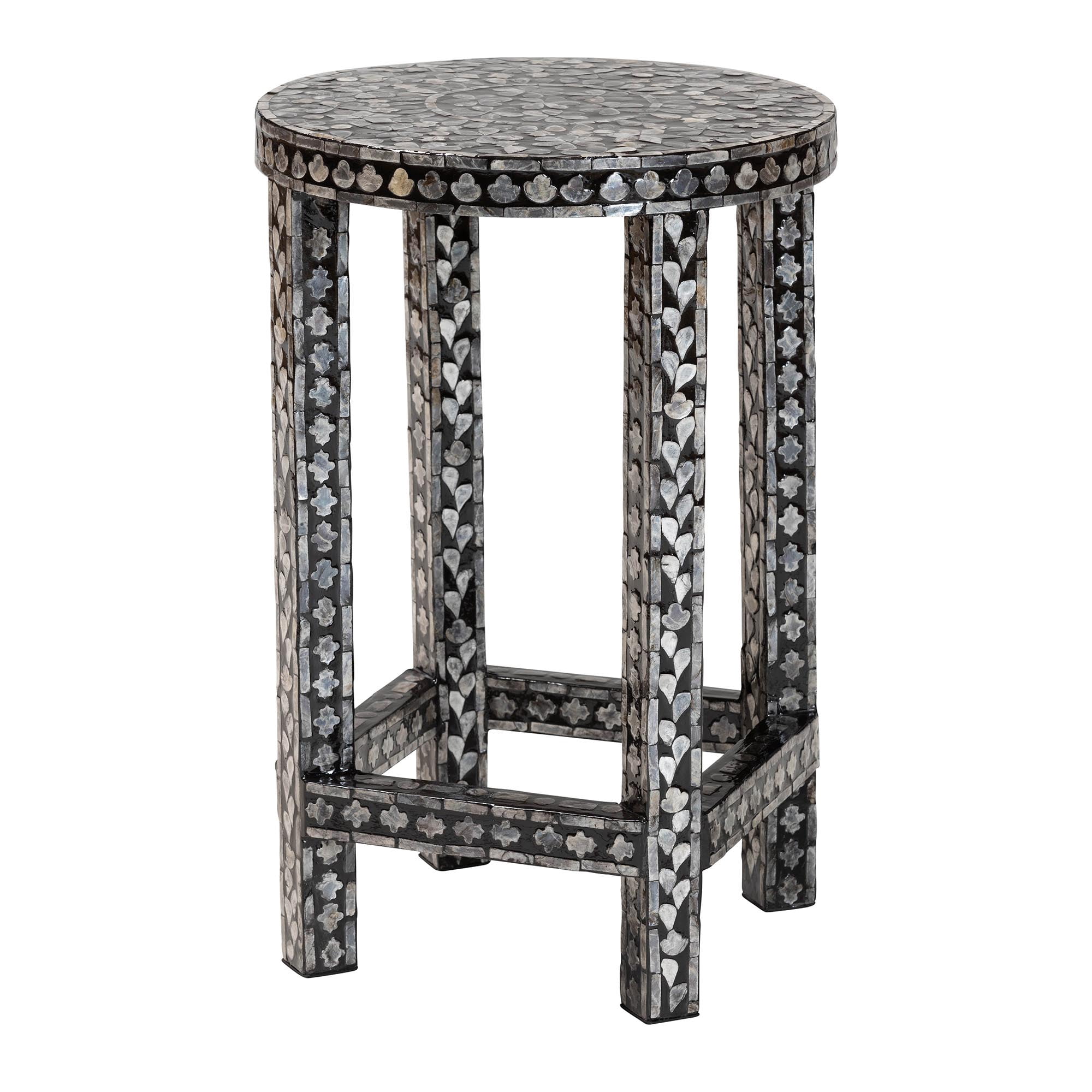 bali & pari Elara Coastal End Table, Mosaic Black