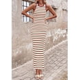 thumbnail image 3 of PRETTYGARDEN Sundresses for Women Summer Striped Knit Side Slit Spring Fashion Bodycon Maxi Dress Beach Vacation Clothes, 3 of 10