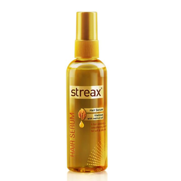 Streax Hair Serum 125ml, Vitalized with Walnut Oil, For Hair Smoothening Shine, For Dry Frizzy Hair