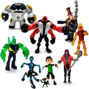 Figures Based on Ben 10 Action Figures - Set of 9 Toys [Ben Tennyson, Four Arms, Grey Matter, Kineceleran, Diamondhead, Hex, Steam Smythe, Cannonbolt, Heatblast]