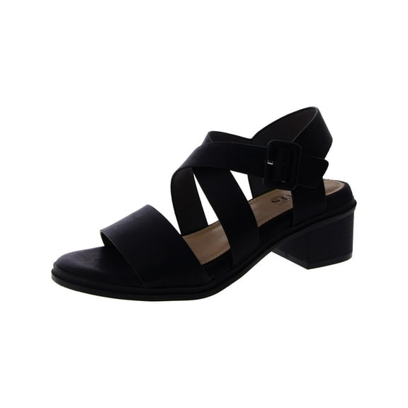 Cliffs by White Mountain Womens Cordovan Faux Leather Open Toe Heels