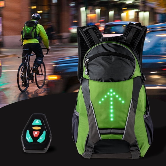 Riding LED Luminous Backpack Remote Control Turn Signal Warning Riding Bag,Green