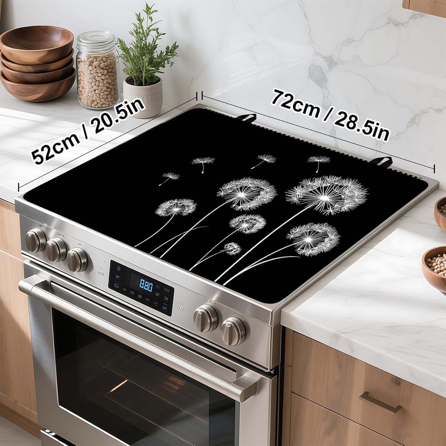 Stove Top Cover Flower Gas Stove Top Cover for Home Decoration Kitchen Pad Non-Stick Washable Cooktop Covers Countertop Protector Keep Stove Clean (Dandelion, 28L"x20W")