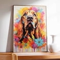 thumbnail image 3 of Bloodhound Dog Flower Canvas Painting Colorfull Canvas Art Prints Bathroom Artwork for Wall Living Room Bedroom Bathroom Wall Art Framed Art Wall Decor 1 inch, 3 of 5