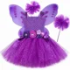 thumbnail image 3 of Disfraz de hada mariposa morada para niñas con alas y flores brillantes, vestido de tutú para niñas pequeñas, ropa de fiesta de Halloween, 3 of 5