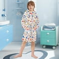 thumbnail image 5 of FORMRS Niños Bathrobe Unisex Hooded Robe Soft Plush Pajamas Sleepwear, Size 4-6T, Simple Shapes, 5 of 7