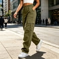 thumbnail image 6 of Maplenight Womens Cargo Pants Elastic Waist Button Hiking Pants Casual Travel Work Trousers with Multi Pockets, 6 of 8