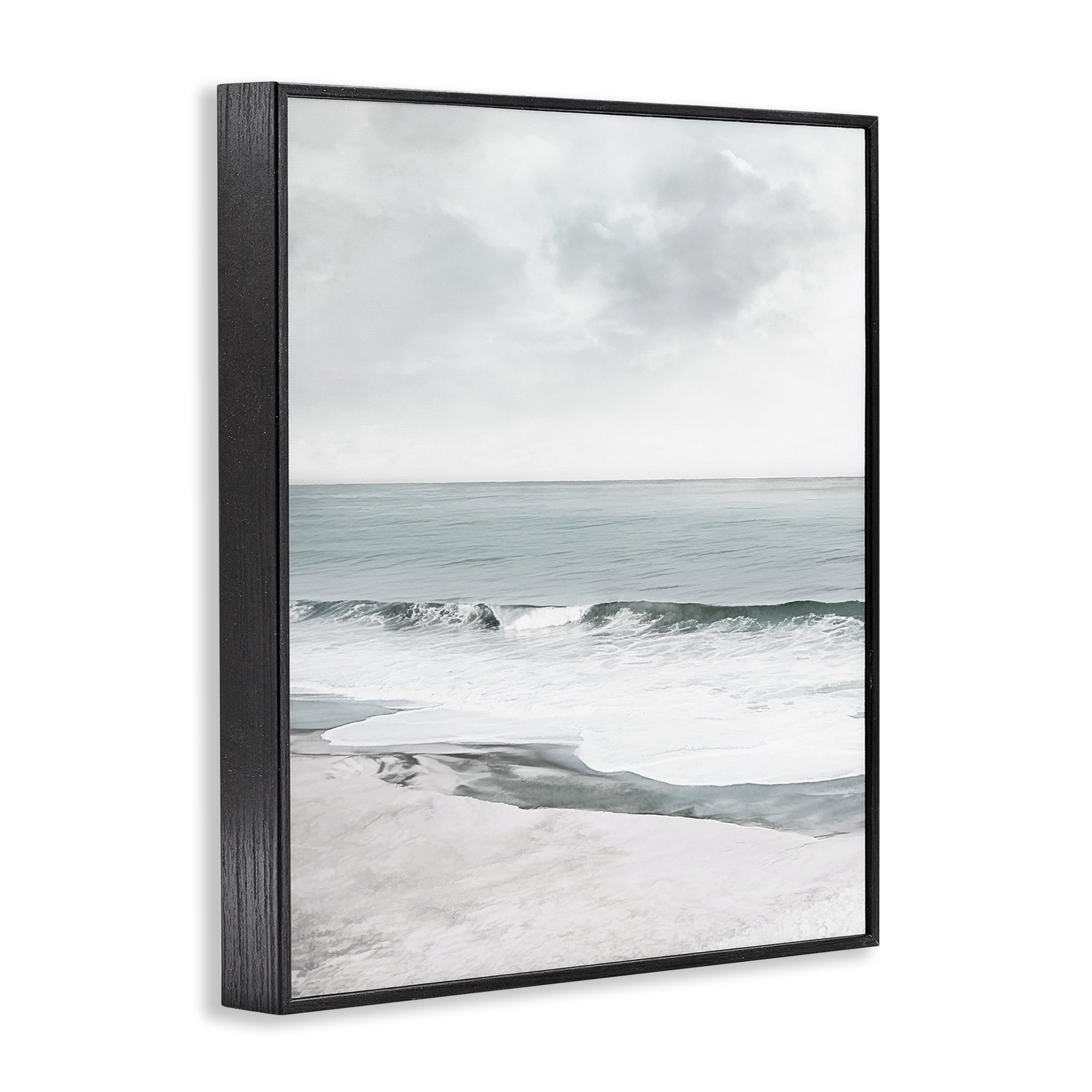 Stupell Industries Curling Ocean Waves Landscape Photography Black Framed Art Print Wall Art, 16 x 20