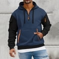 thumbnail image 2 of ZCFZJW Color Block Tactical Hoodies For Men Lightweight Regular Fit Casual Quater Zip Up Pullover Sweatshirt Trendy Workout Mens Hoodies with Multi-Pockets Navy XXL, 2 of 9