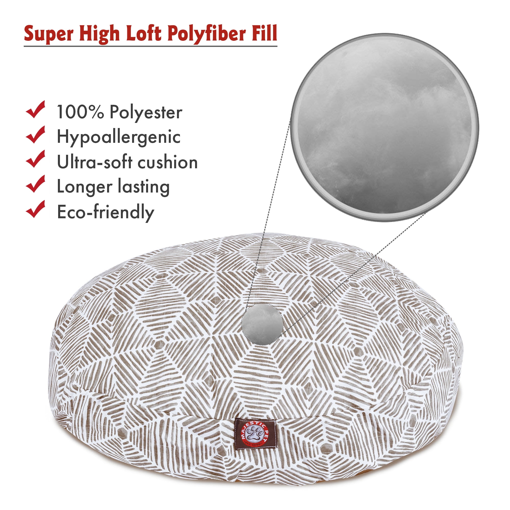Majestic Pet Charlie Round Dog Bed Cotton Twill Removable Cover Gray Large 42 x 42 x 5