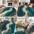 thumbnail image 5 of 5'x7' Area Rugs for Living Room Bedroom, Teal Marble Washable Rug Carpet Runner Indoor Outdoor, Modern Abstract Gold Fluid Art Non Slip Floor Mats Area Rug for Kitchen, Nursery, 5 of 8
