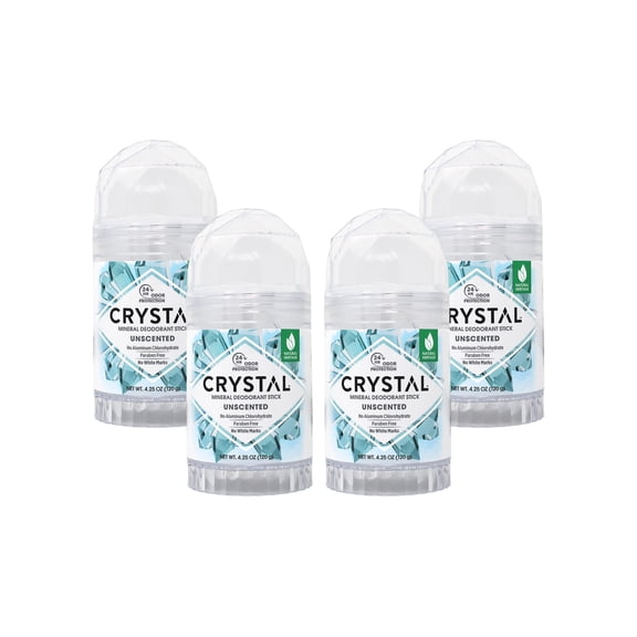 Crystal Mineral Deodorant Stick, Unscented 4.25 oz (Pack of 4)