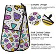 thumbnail image 2 of Yayeee Double Oven Mitt Kitchen Heat Resistant Baking 35" x7" Quilted Glove, Purple Retro Pattern, 2 of 6