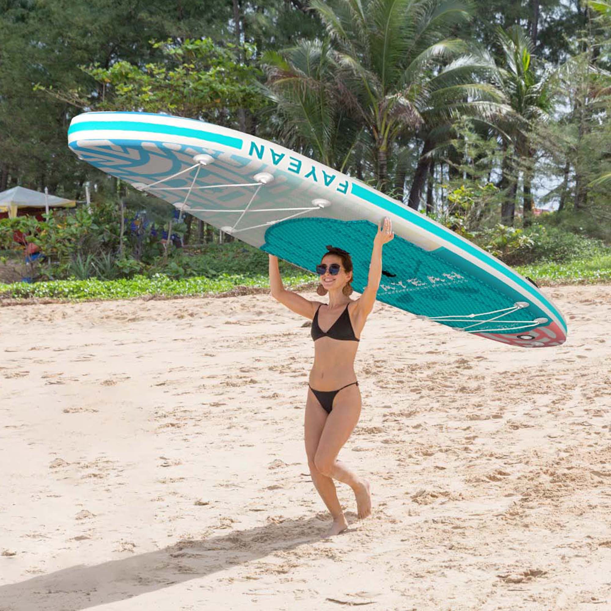 Inflatable Stand Up Paddle Board 10.5’/11’×33”×6” Non-Slip Deck, Complete SUP Accessories for All Skill Levels, Wide Seat & Safety Leash, 3 Fins, Adjustable Paddle, Pump & Backpack