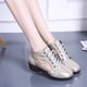 thumbnail image 4 of Botas individuales de tacón grueso para mujer, botas finas de verano, botas de red huecas, botas cortas transpirables sexys, novedad de 2022, 4 of 5