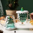 thumbnail image 3 of Taza de café con forma de árbol de Navidad, taza de desayuno con leche aislada de doble vidrio con asa, taza Xingyuan, 3 of 5
